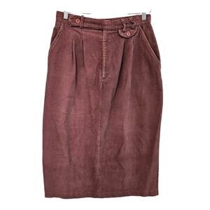 Vintage 80s Corduroy Skirt Womens Size 12 Purple Midi Preppy Coquette Twee